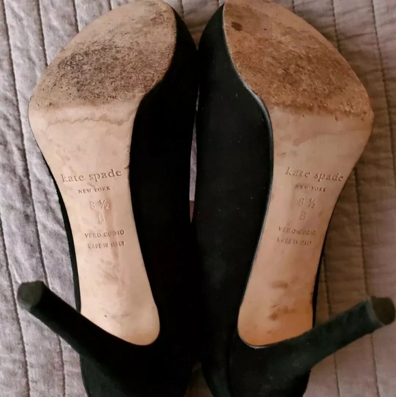 Kate Spade Lori Heel Black Suede Pump MSRP $328 - Picture 9 of 9